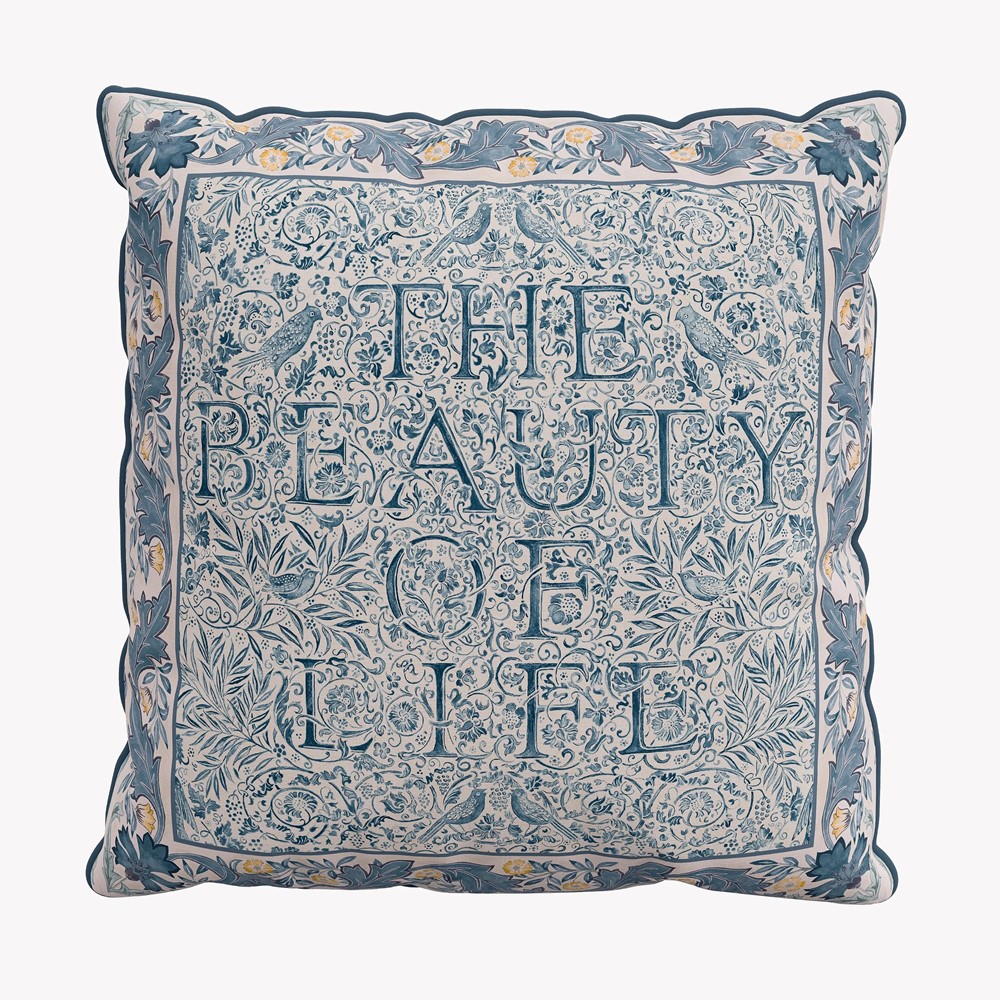 Trent Floral Cushion by Morris & Co in River Wandle Blue